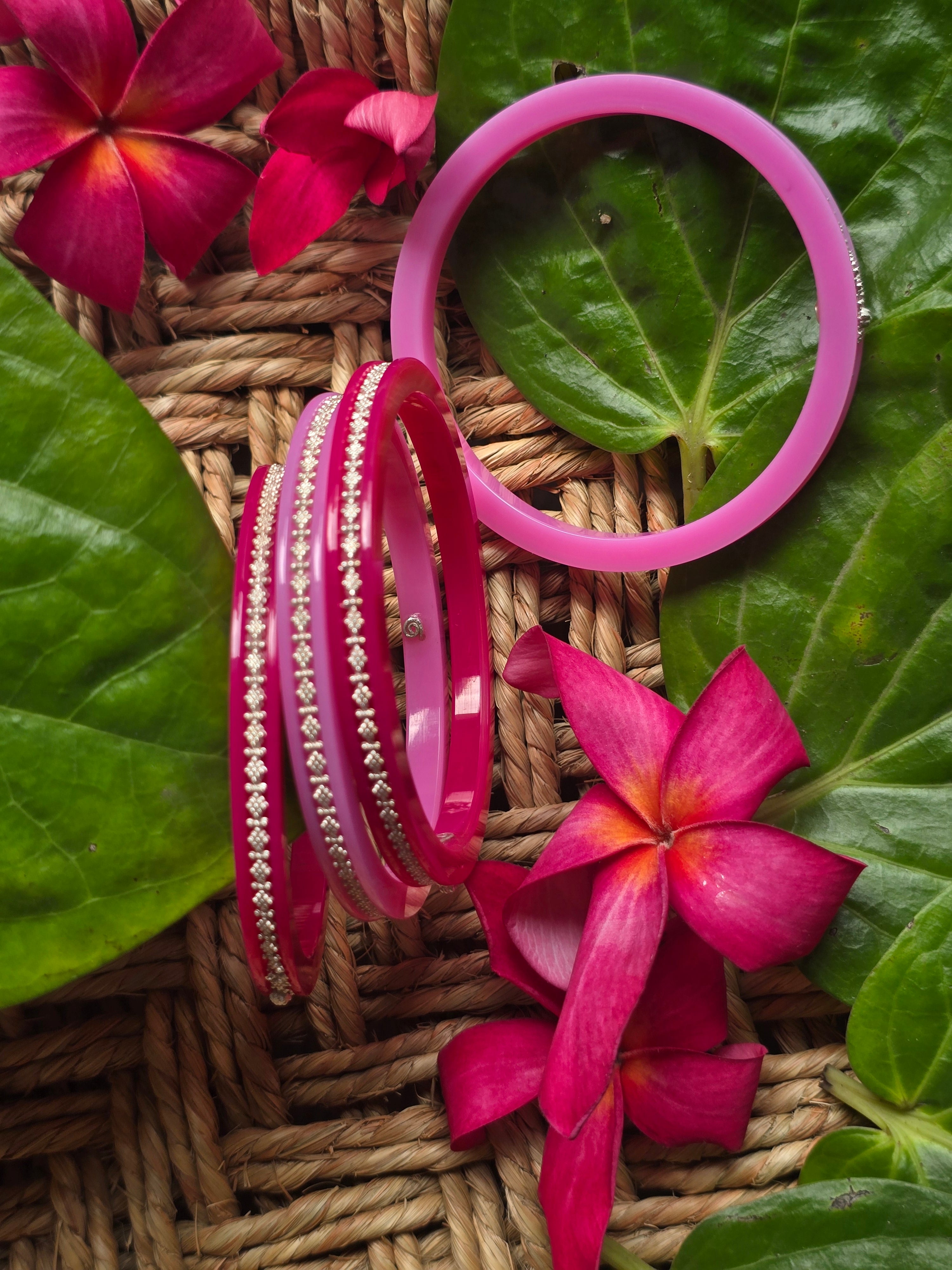 Aayat Dark Pink Crystal Lined Bangles