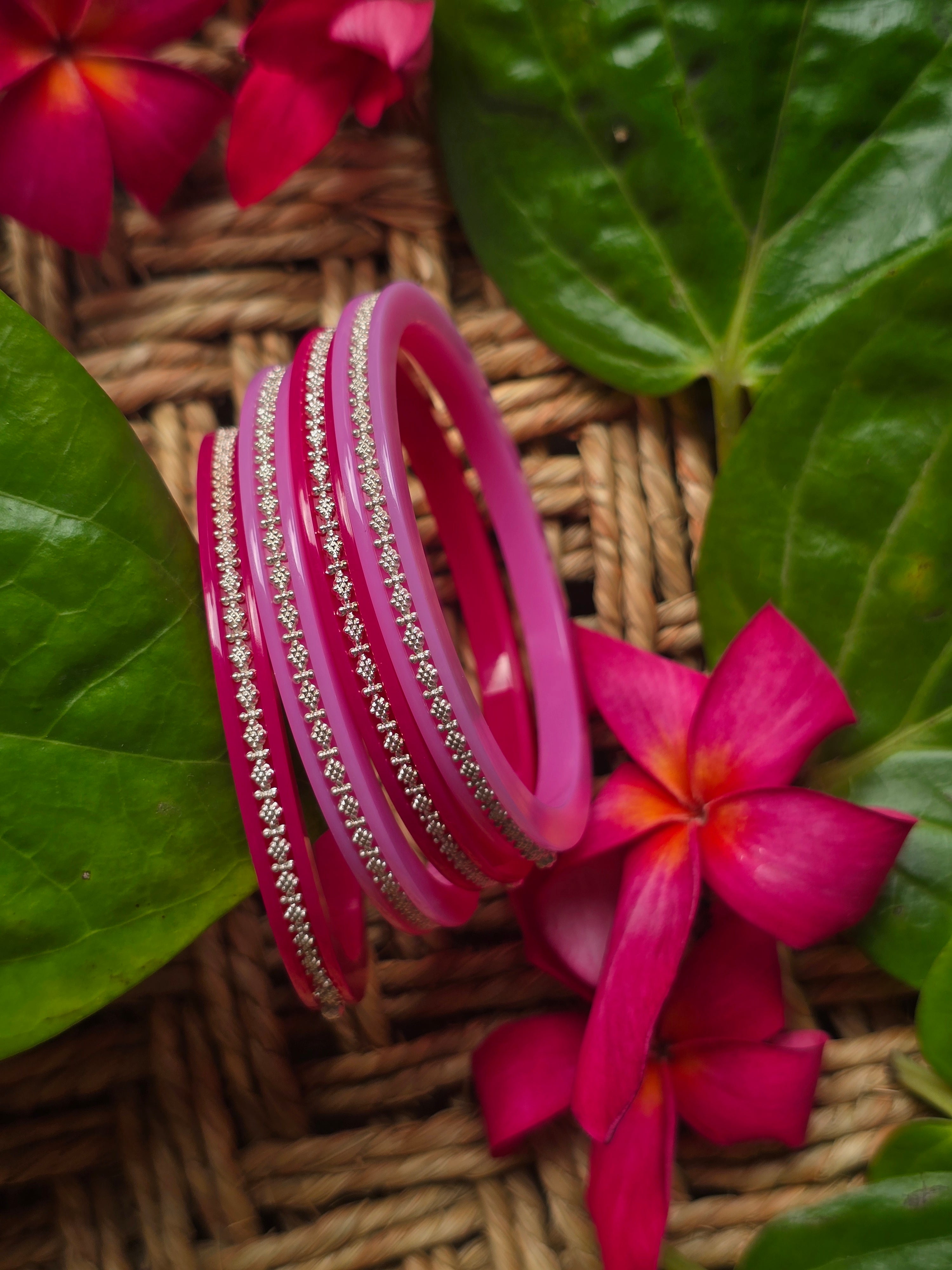 Aayat Baby Pink Crystal Lined Bangles