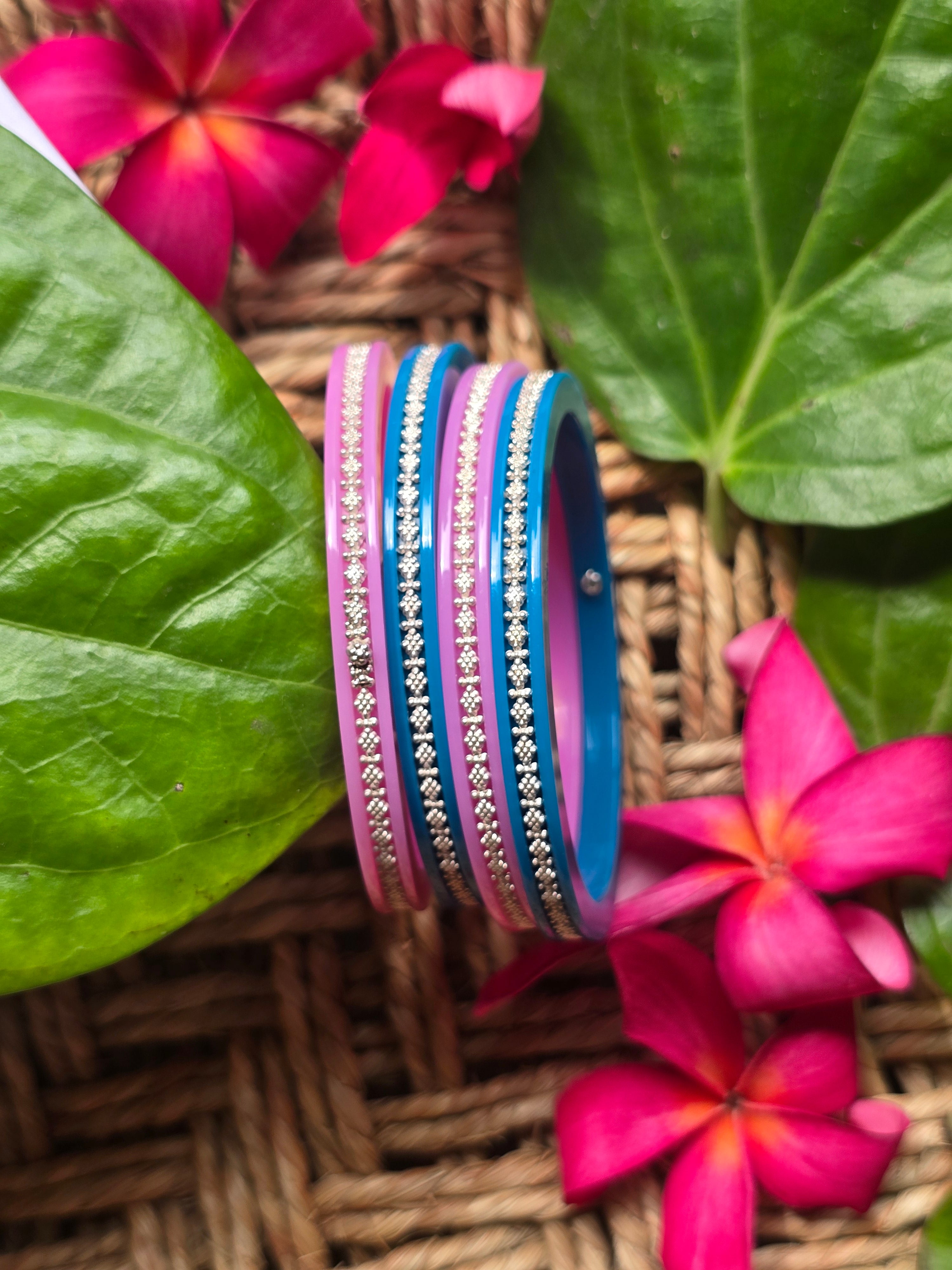 Aayat Pink Crystal Lined Bangles