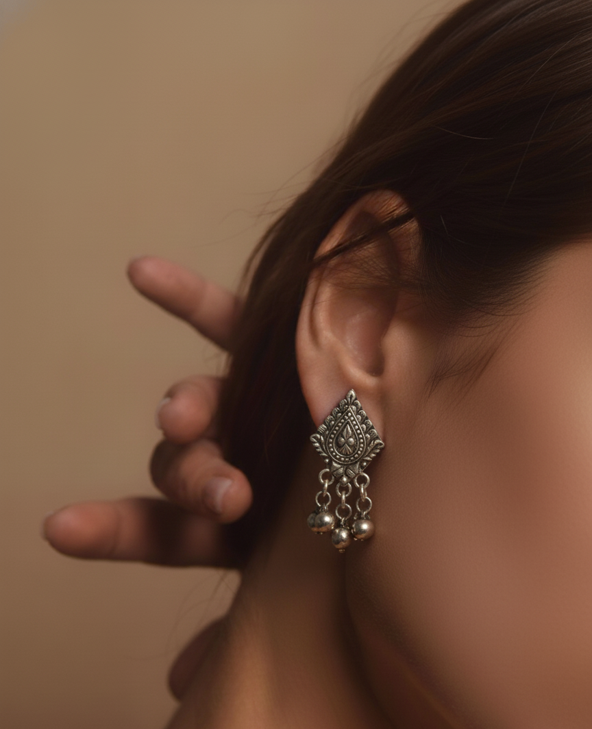 Aayat Trika Silver Jhumkas