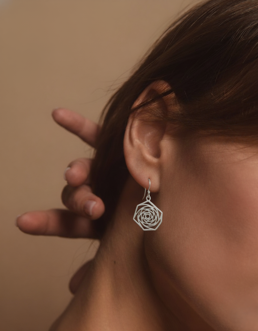 Aayat Octagonal Silver Earrings