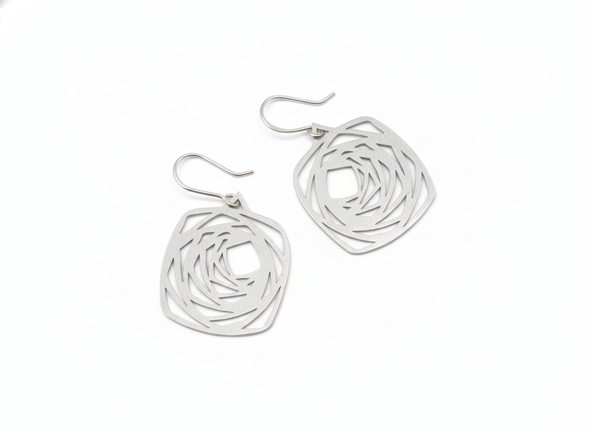 Aayat Octagonal Silver Earrings