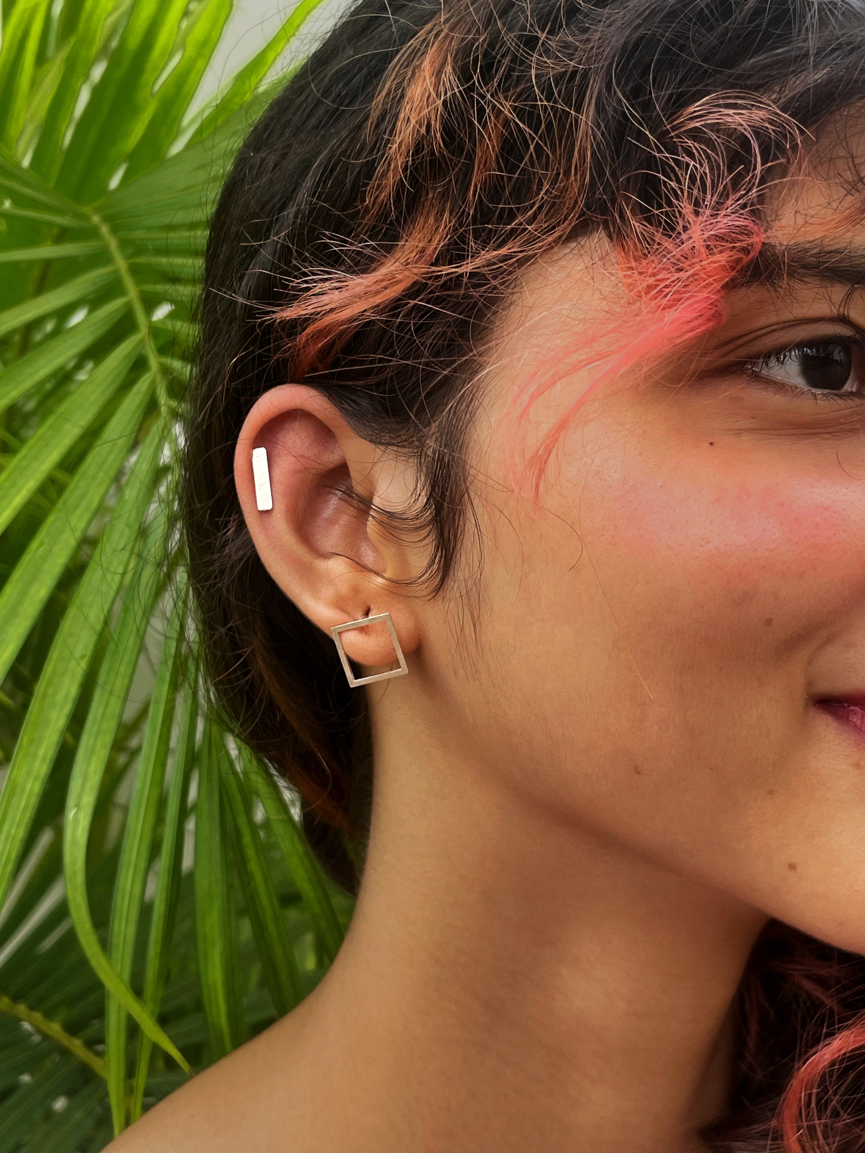 Aayat Rectangle Bar Silver Studs