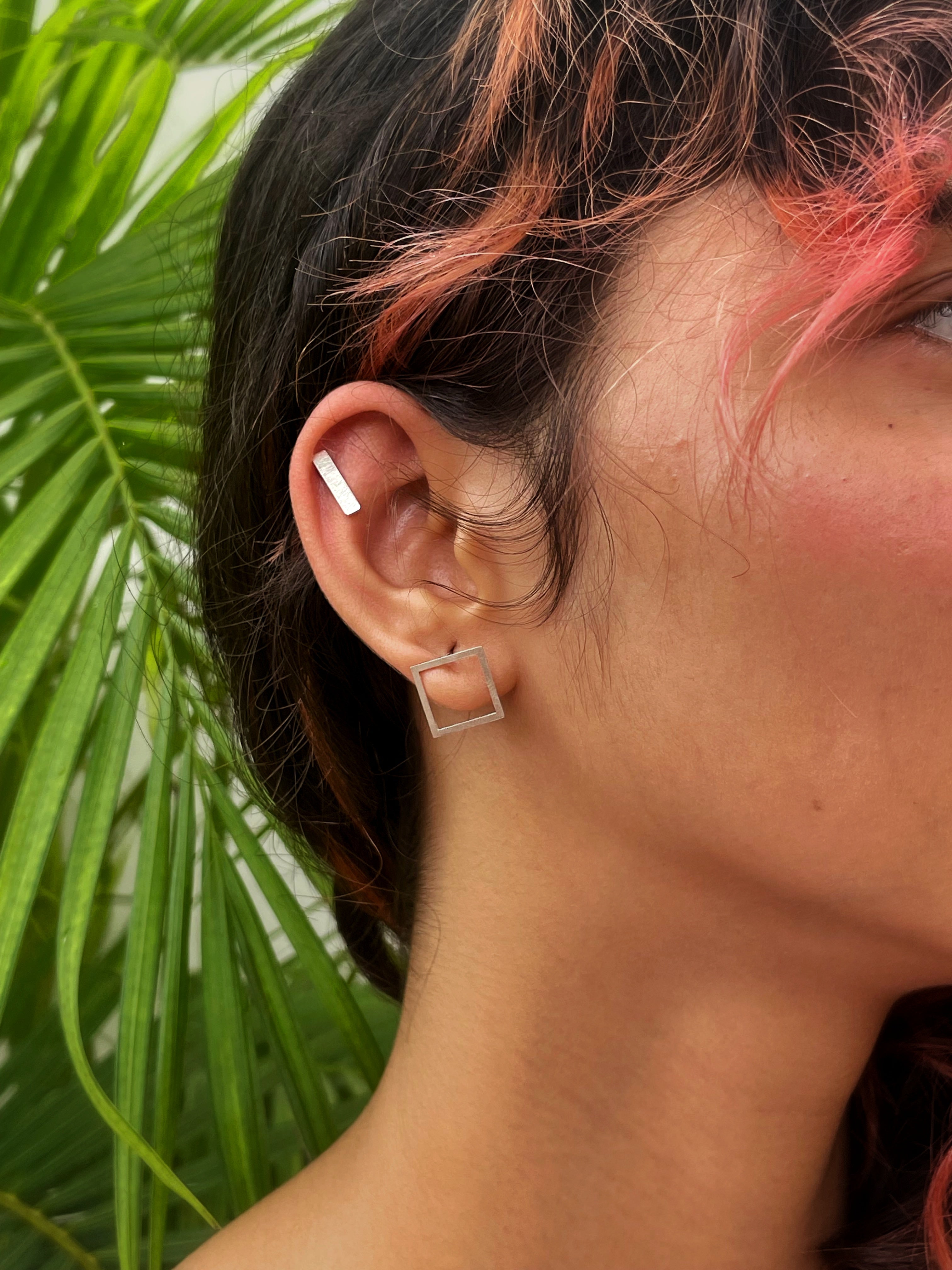 Aayat Rectangle Bar Silver Studs