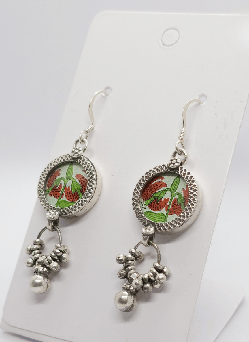Aayat Hand-Painted Bloom Silver Earrings