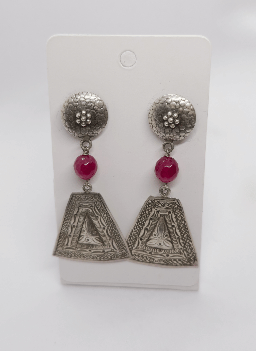 Aayat Ruby Temple Drop Silver Earrings