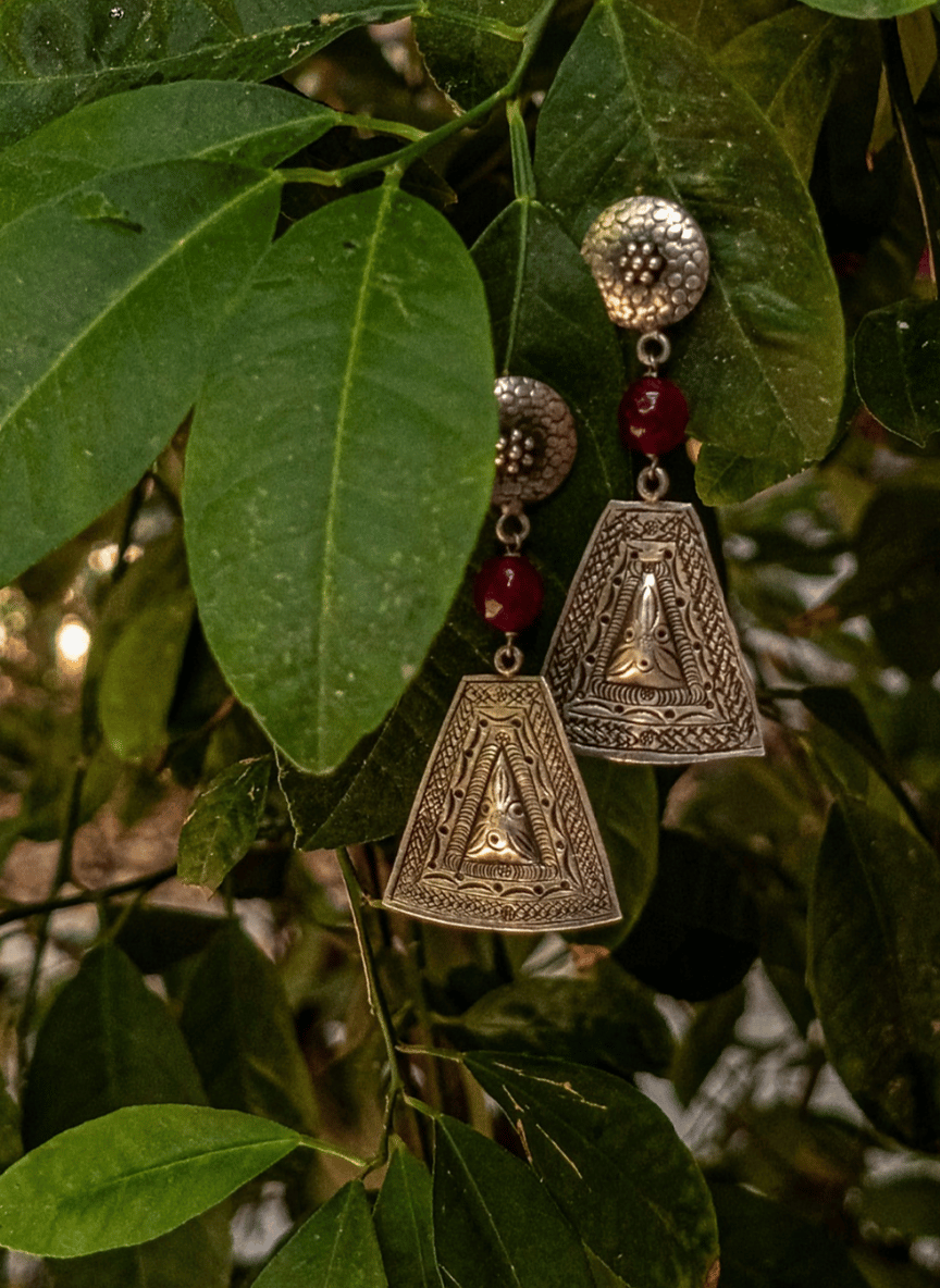Aayat Ruby Temple Drop Silver Earrings