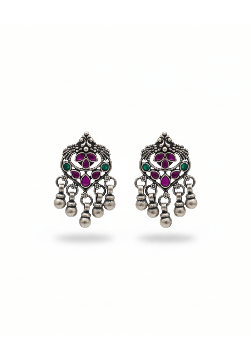 Aayat Vintage Meenakari Silver Earrings