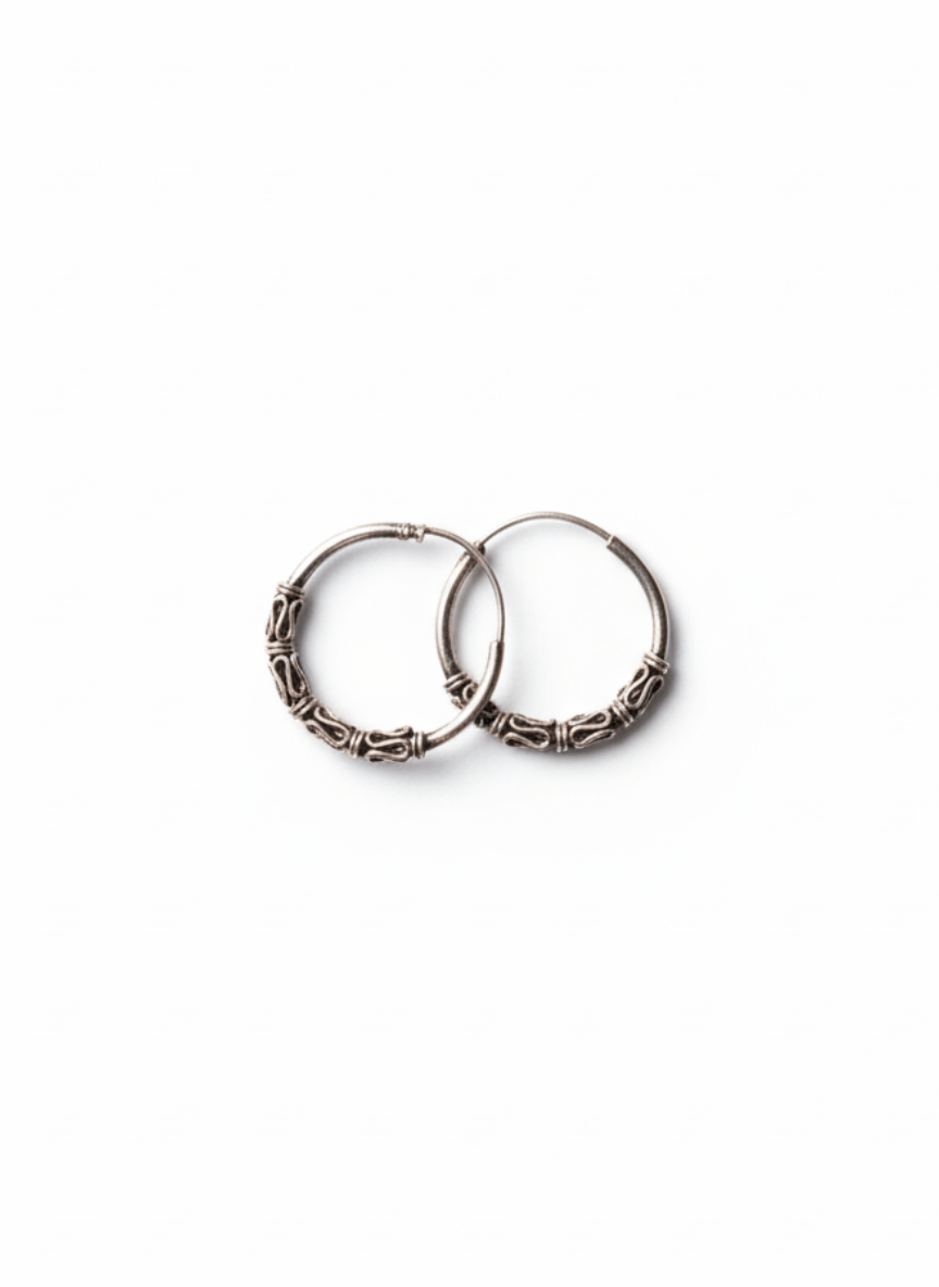 Aayat Tribal Hoop Silver Earrings