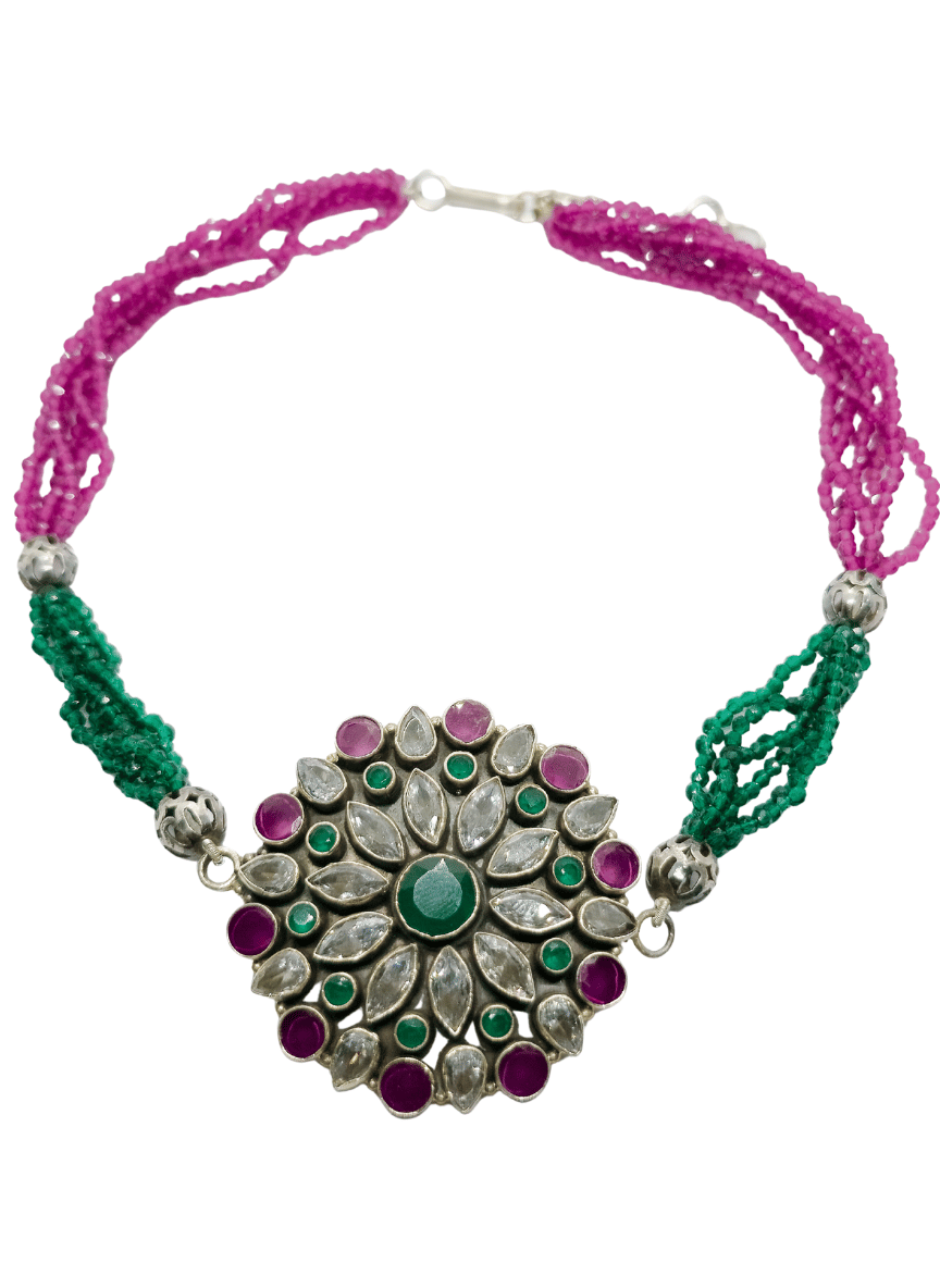 Aayat Gulmohar Polki Silver Necklace