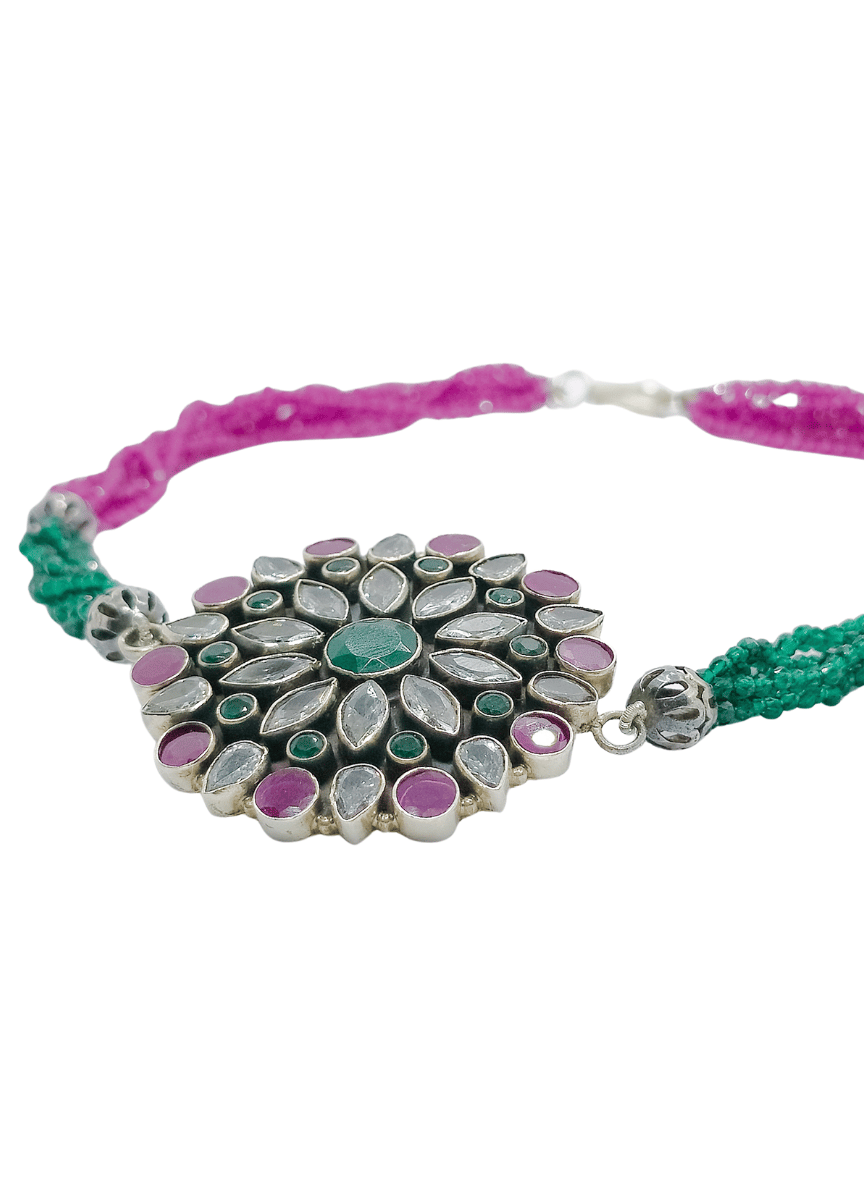 Aayat Gulmohar Polki Silver Necklace