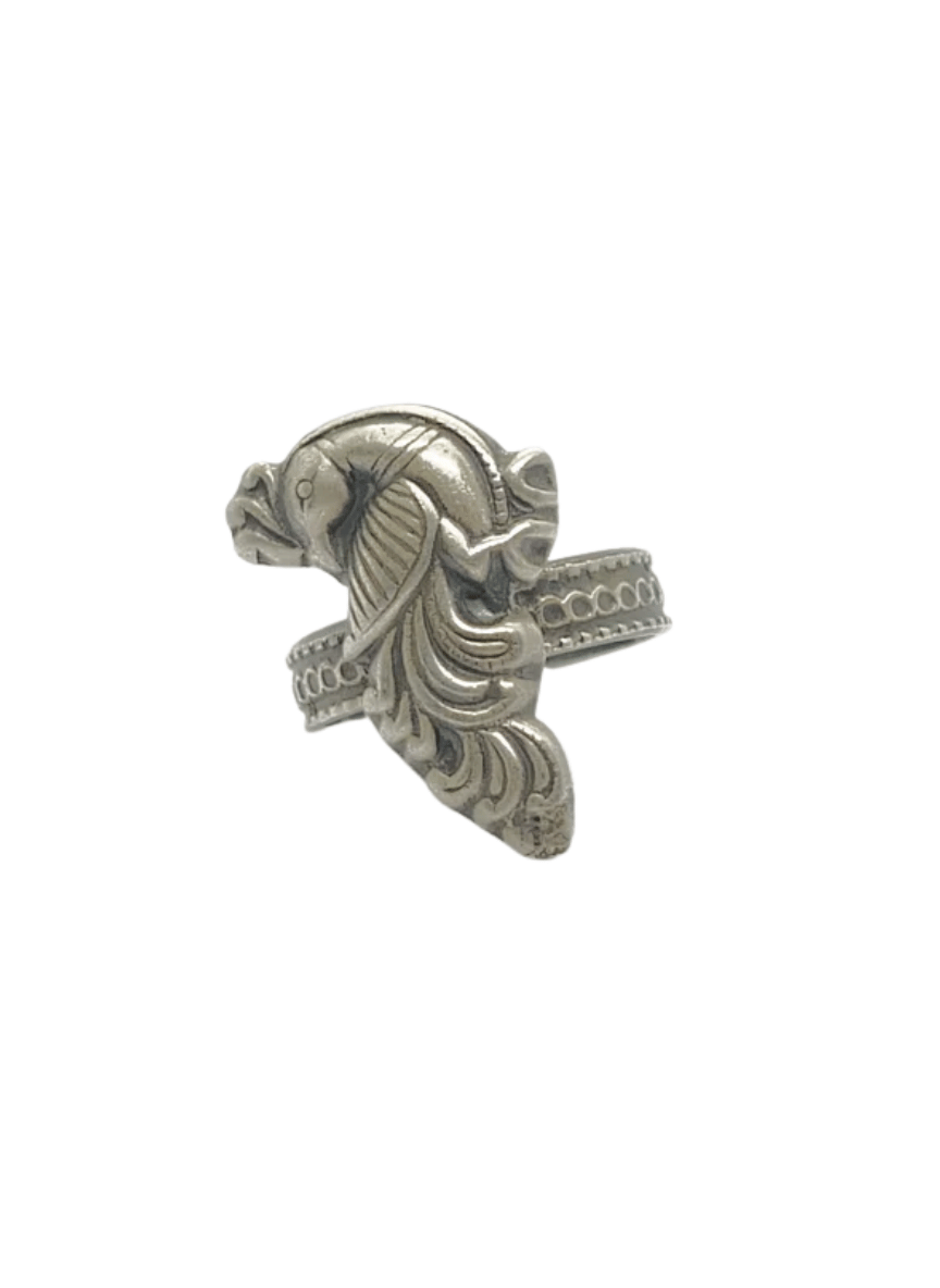 Aayat Peacock Motif Oxidized Silver Ring