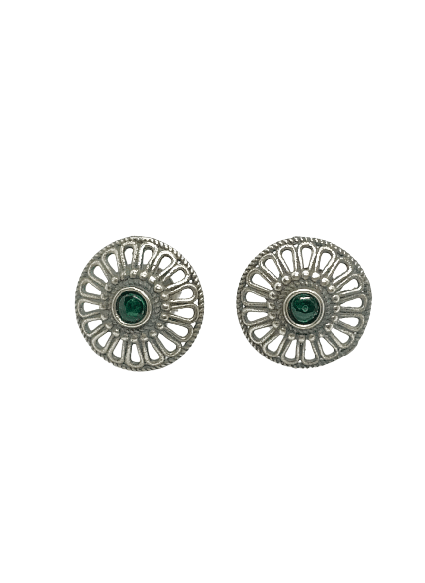 Aayat Mandala Green Stone Silver Studs