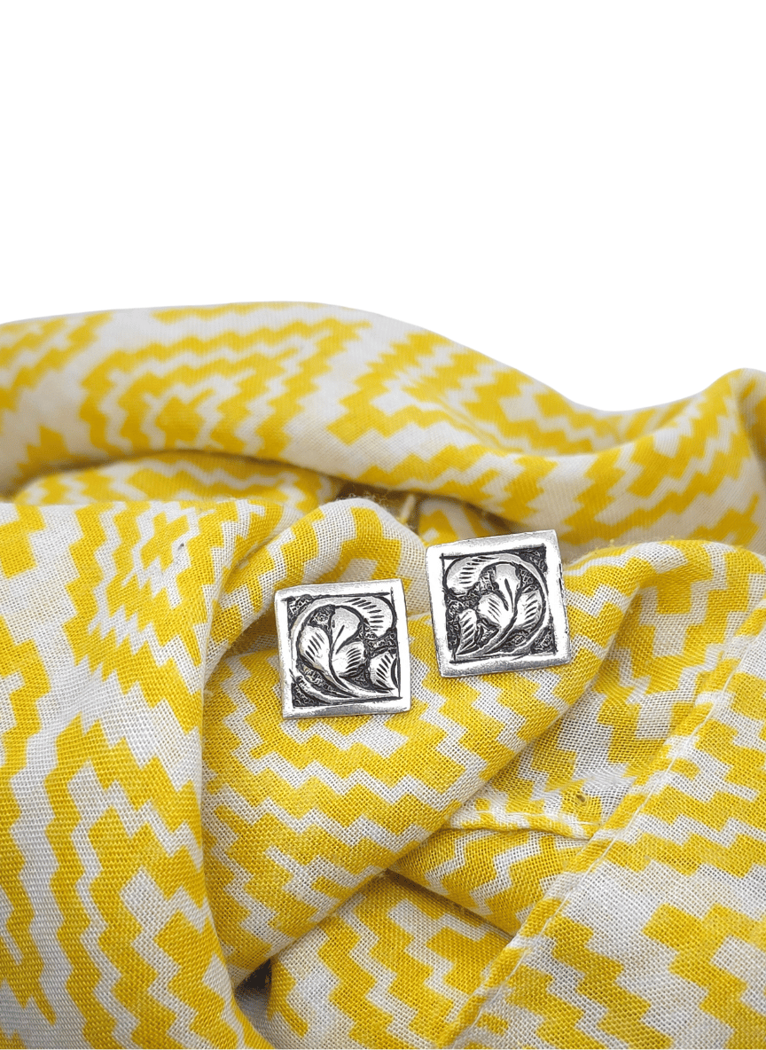 Aayat Floral Square Silver Studs