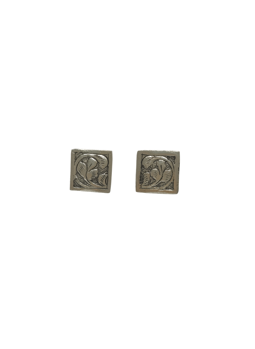 Aayat Floral Square Silver Studs