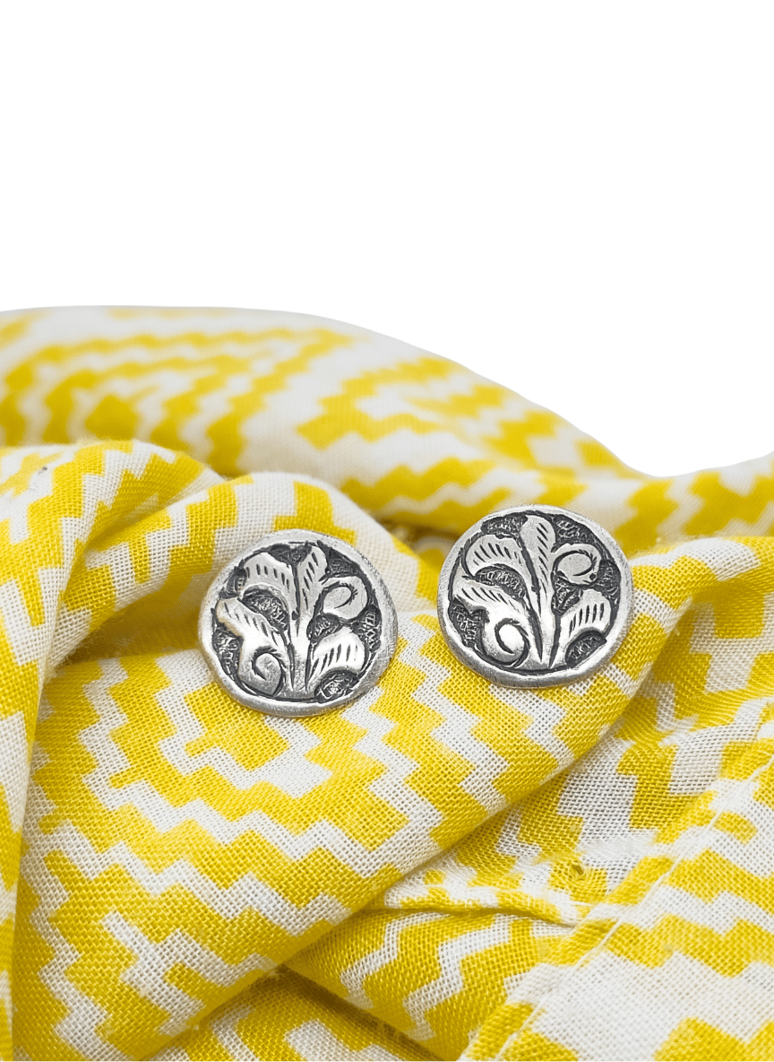 Aayat Floral Round Silver Studs