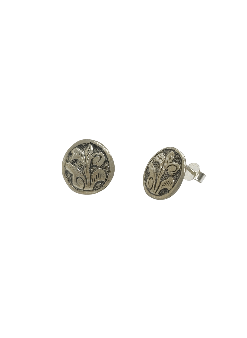 Aayat Floral Round Silver Studs