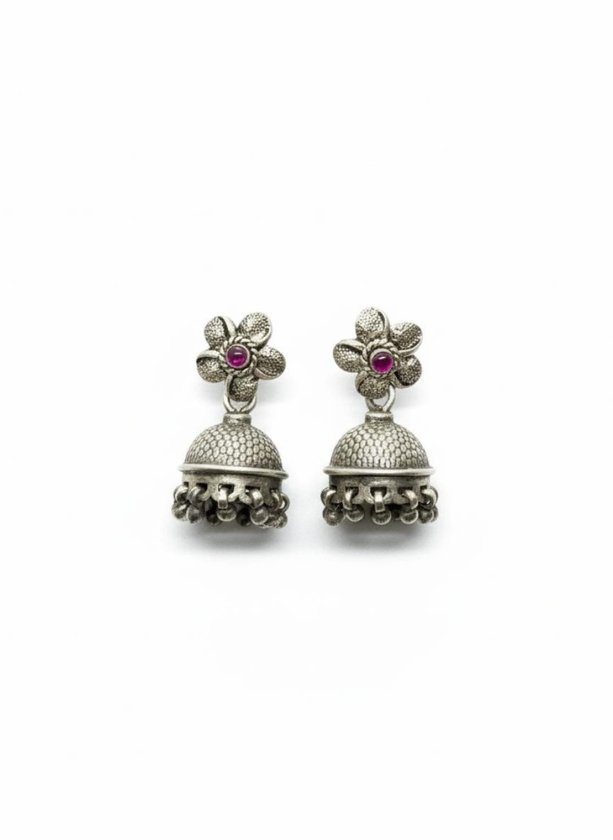 Aayat Floral Jhumka Silver Earrings