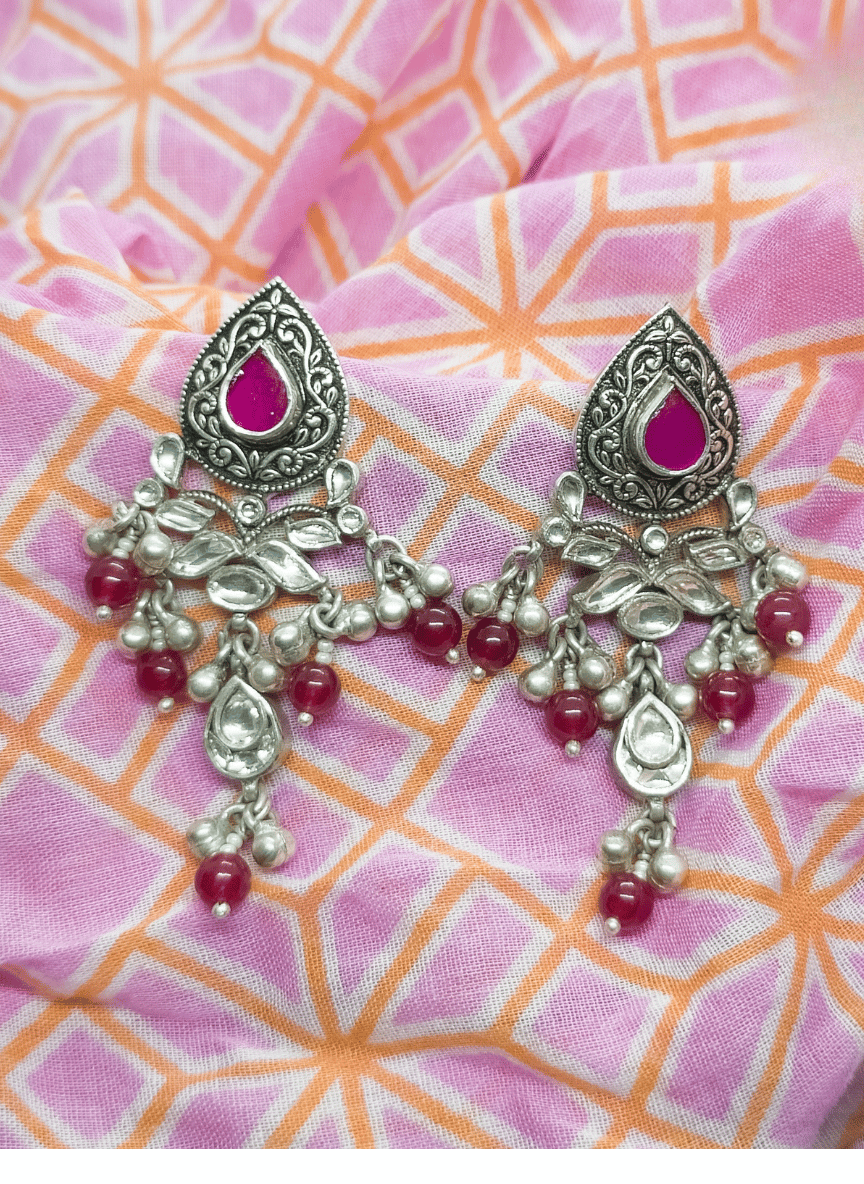 Aayat Kundan Blossom Silver Earrings