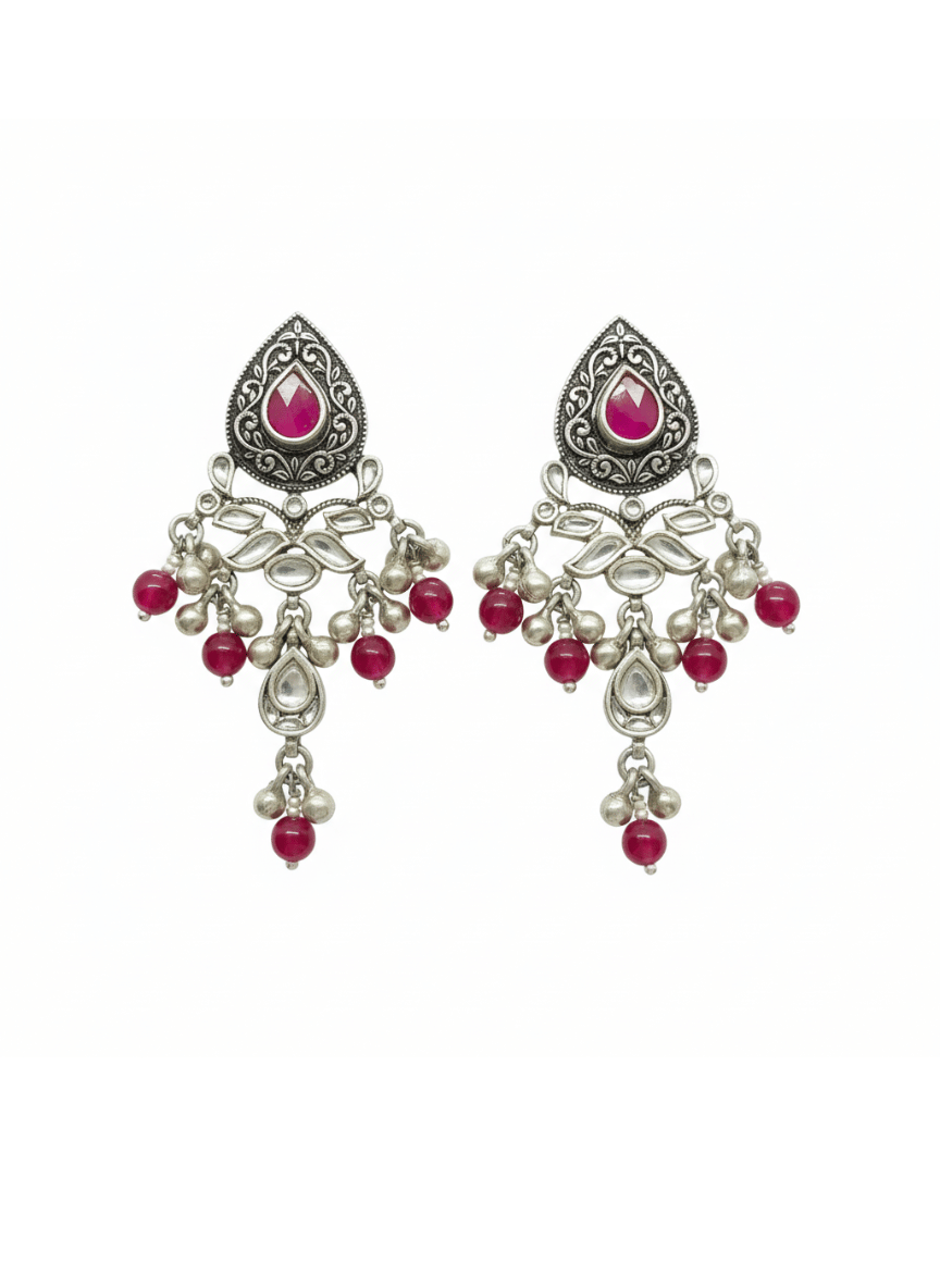 Aayat Kundan Blossom Silver Earrings