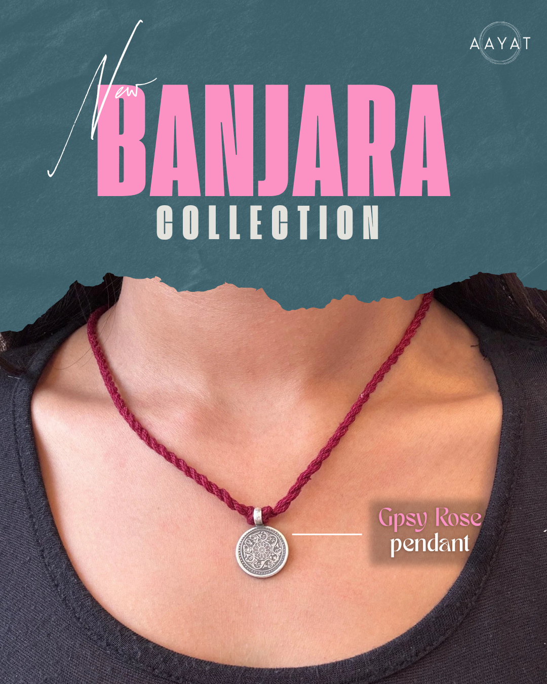 Aayat Gypsy Rose Silver Pendant