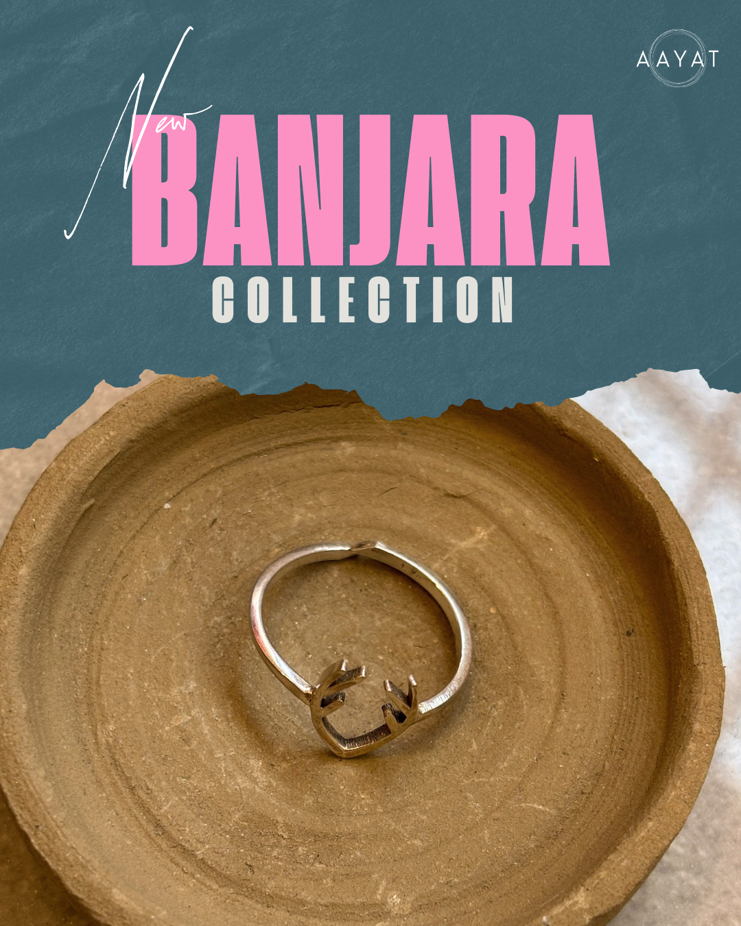 Rustic Antler Motif Ring