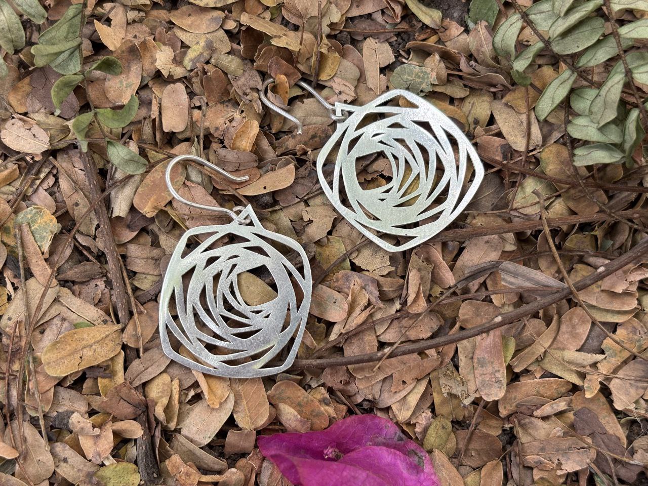 Aayat Octagonal Silver Earrings