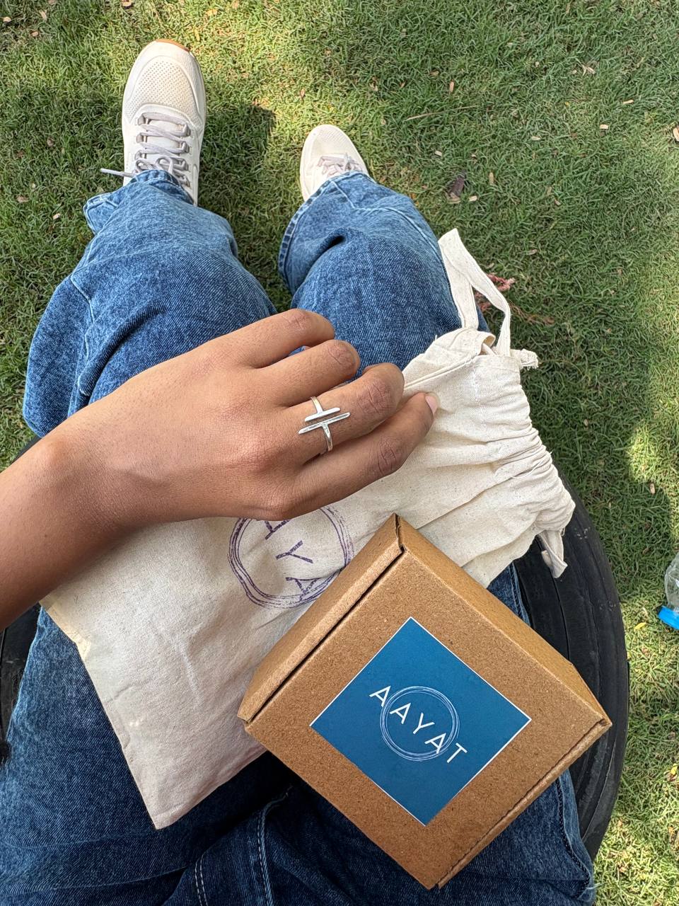 Aayat Bar Silver Ring/ Band