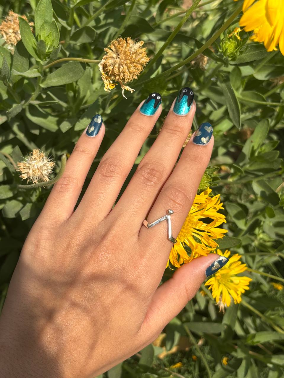 Aayat Triangulation Dot Silver Ring