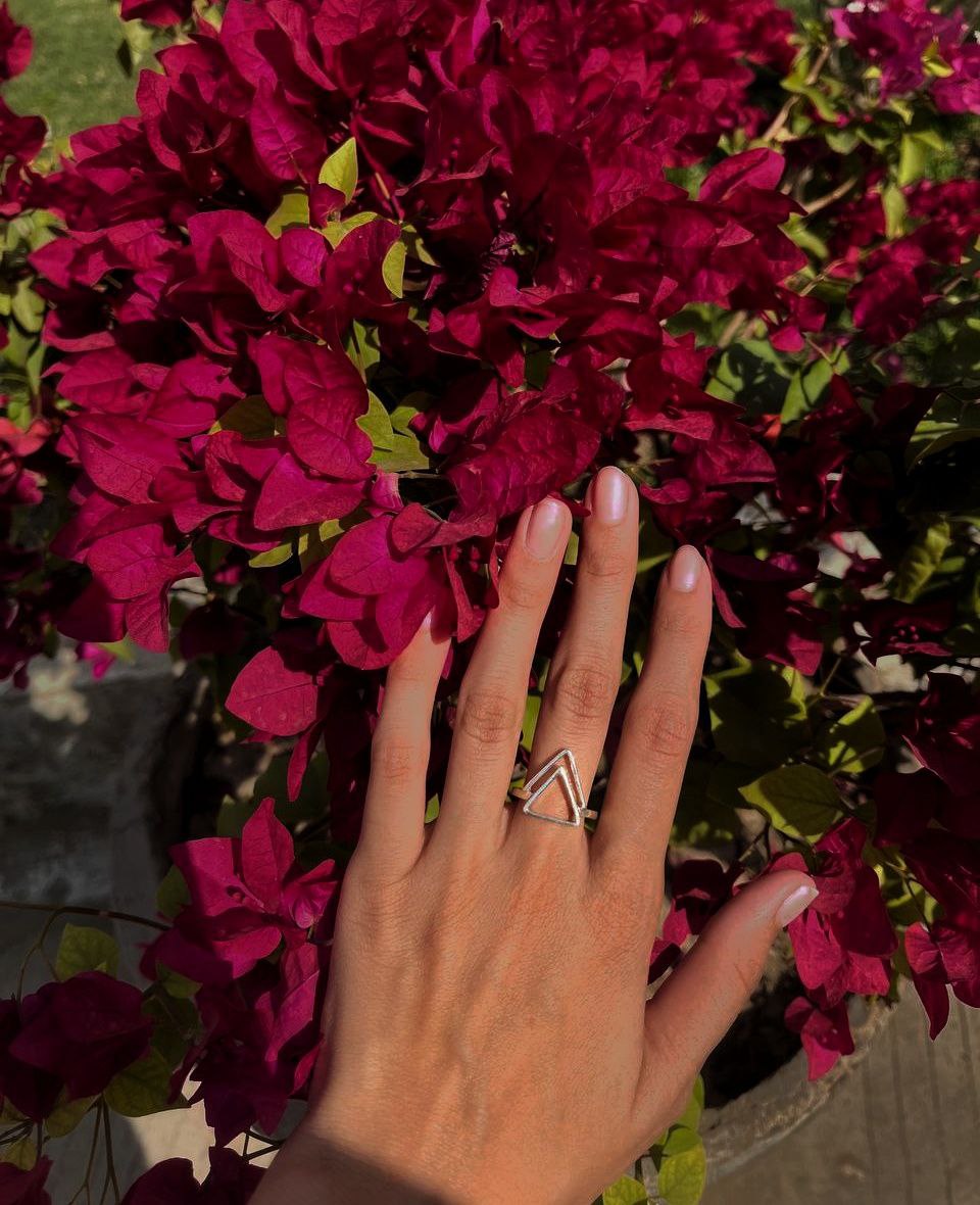 Double Triangulation Silver Ring