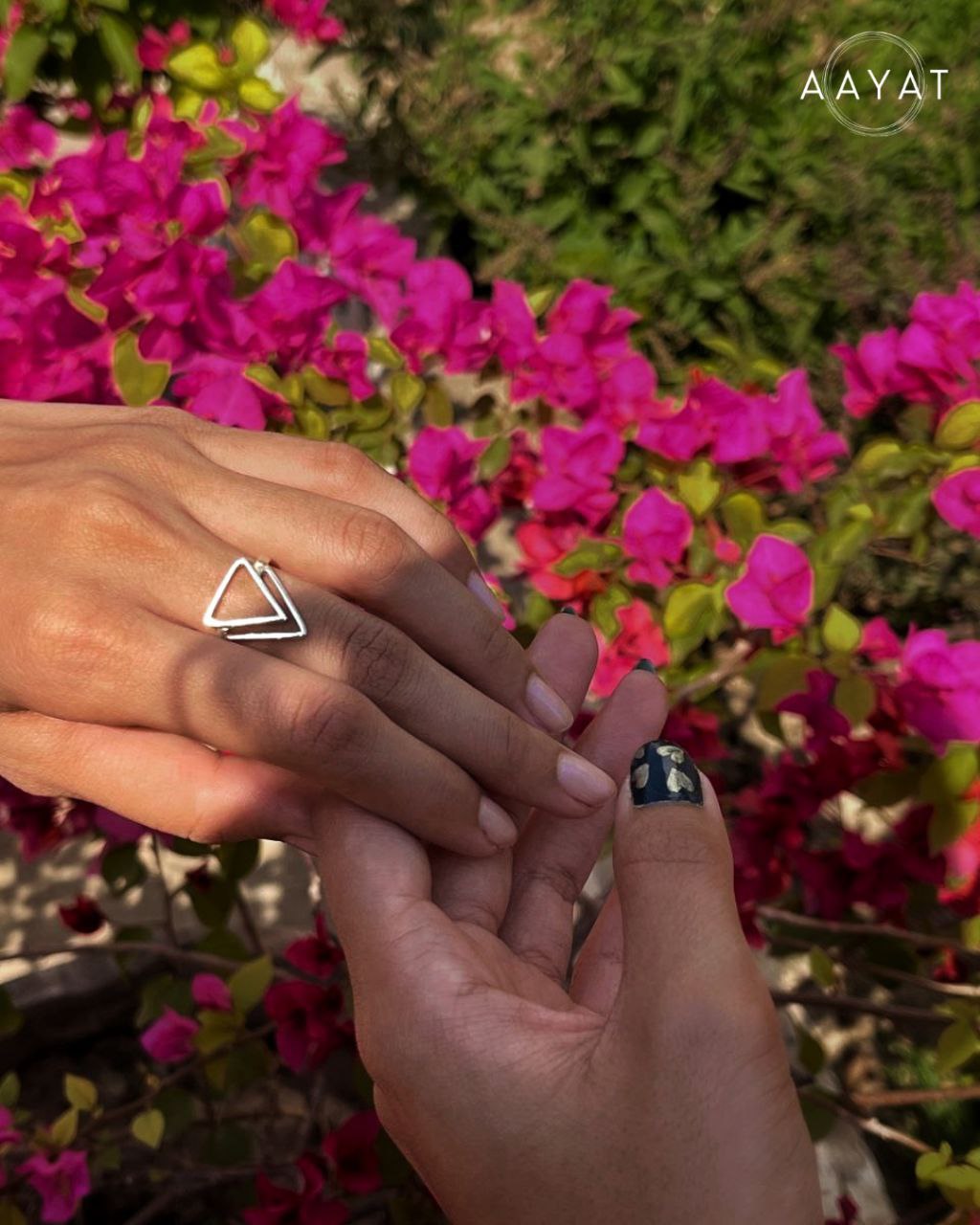 Double Triangulation Silver Ring