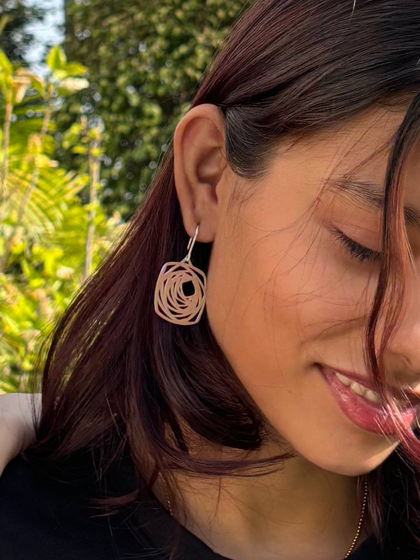 Aayat Octagonal Silver Earrings