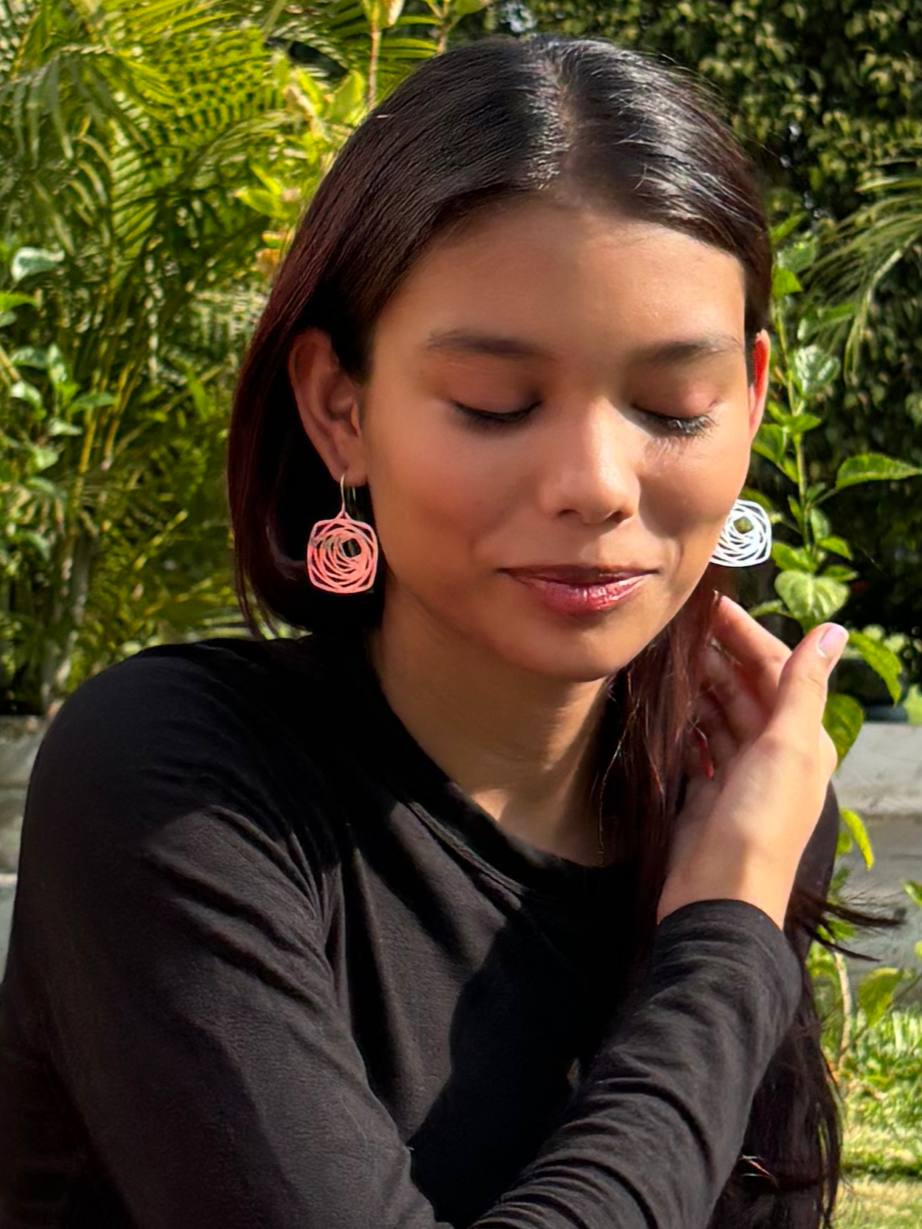 Aayat Octagonal Silver Earrings