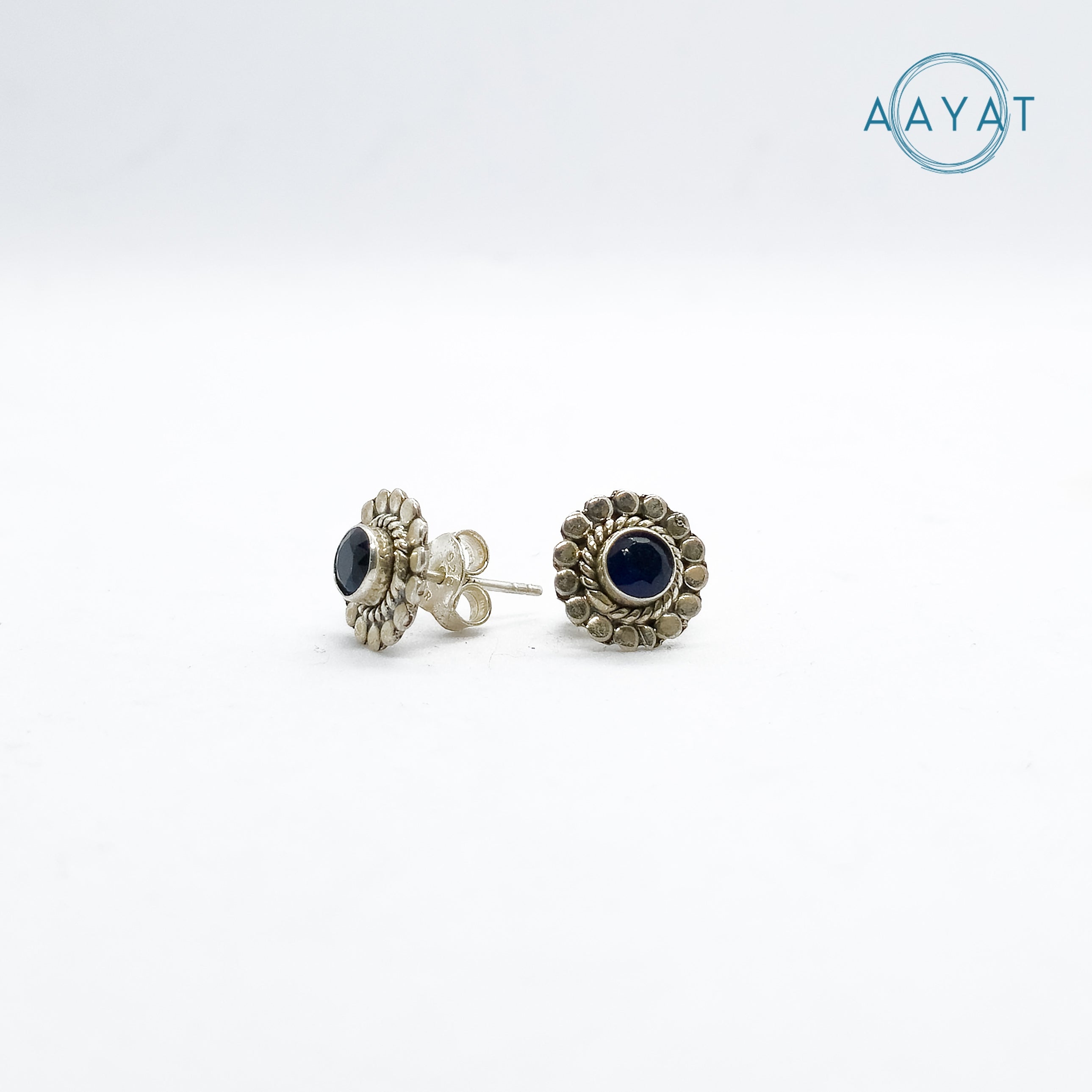 Aayat Midnight Bloom Silver Stud Earrings