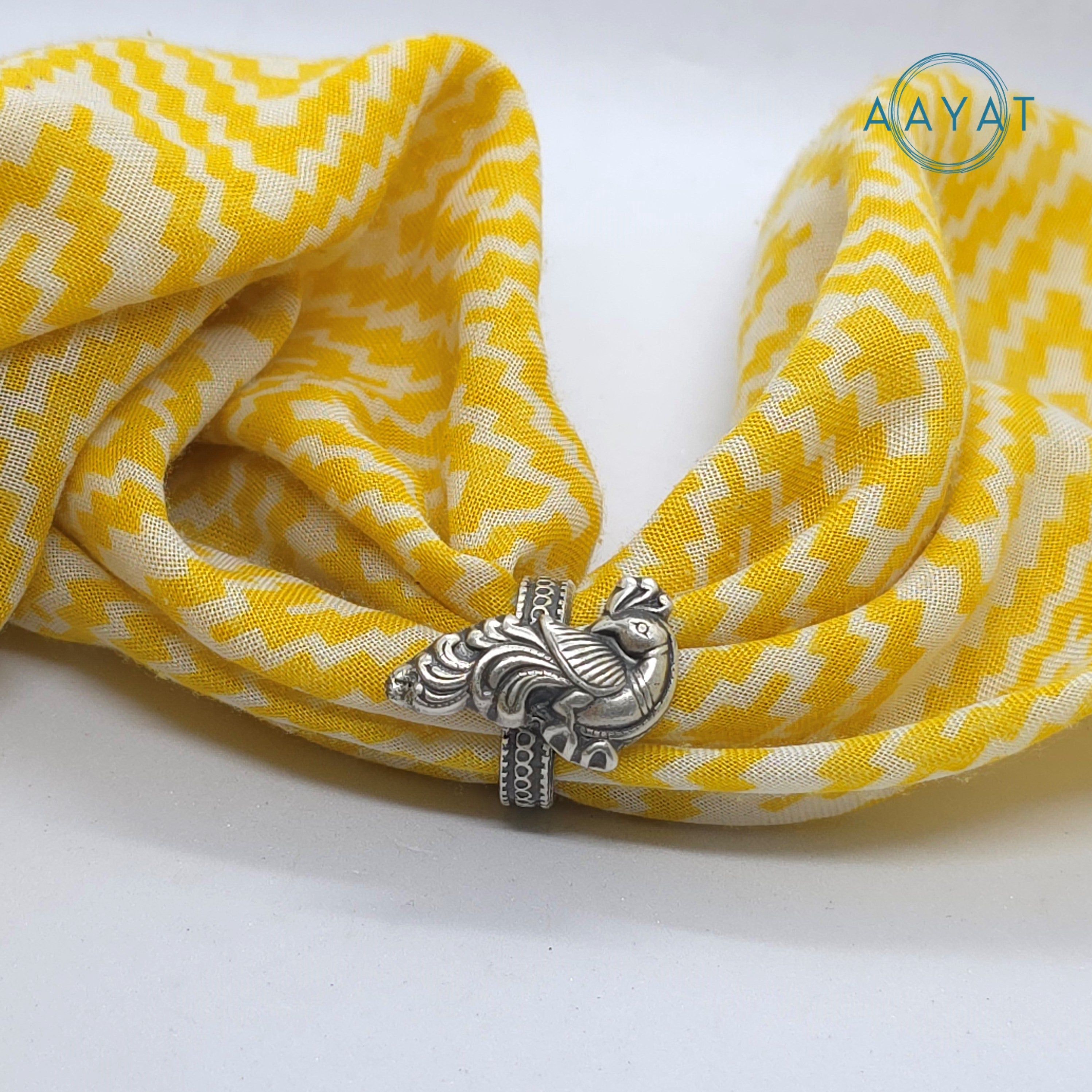 Aayat Peacock Motif Oxidized Silver Ring